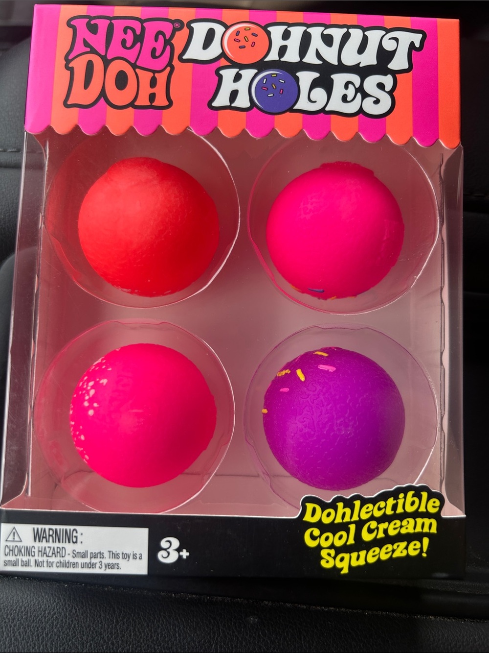 Needoh Donut Holes Kids Squeeze Toy - Pink, Red & Purple